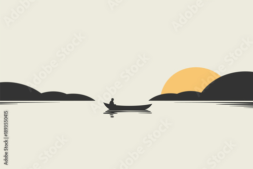 Solitude on Water, peace and reflection concept