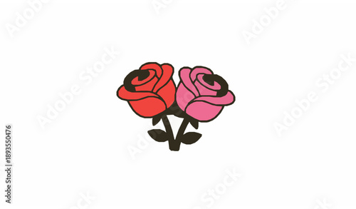 Title
Cute cartoon two rose bouquet colorful vector illustration isolated on white background