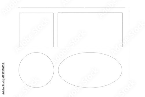 鉛筆やクレヨンで描いたような線とフレームのセット素材