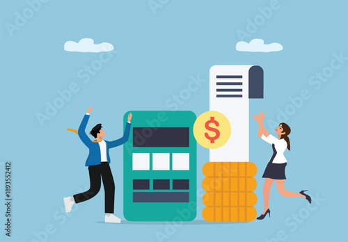 Flat Design Financial Payment and Accounting Illustration Showing Invoice
