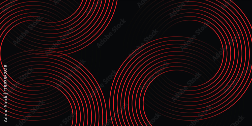 Obraz premium Abstract Red Concentric Circular Lines on Black Background