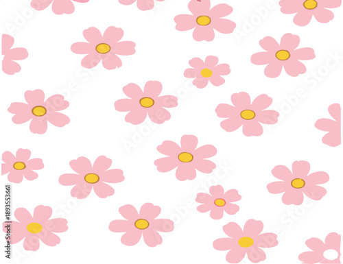 Seamless pink daisy flower pattern vector background with cute simple floral elements for spring kids and feminine design