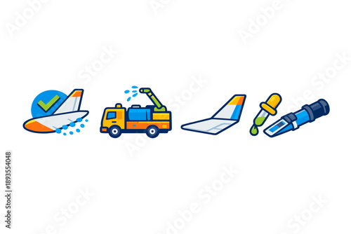 Service processes for aircraft wing inspection and maintenance at an airport during the day