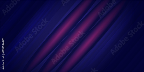 A dark blue velvet curtain backdrop features a striped texture and abstract vector line art for a theatrical stage design