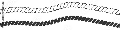 Rope brush pattern. Rope icon pattern. Rope Wavy Line Elements Set. Rope brush and pattern flat vector. Vector illustration.