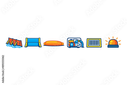 Emergency rescue equipment is present at a water safety training session in a community park during summer