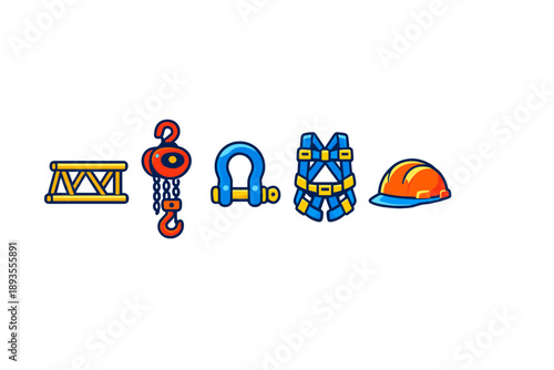 Construction tools and equipment are displayed for site safety and productivity at a building location