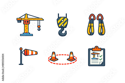 Construction equipment and safety tools displayed together for site management and planning in a clear and organized manner