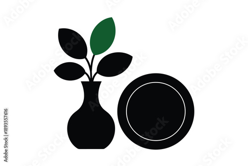 Plant & Plate Icon, mindful eating concept