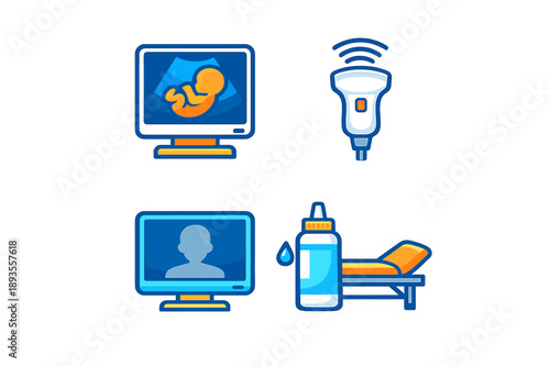 Ultrasound equipment and related tools for prenatal care in a medical setting during a scheduled appointment