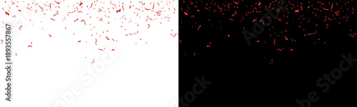 red confetti narrow top strip black friday sale promotion background streamers raster isolated