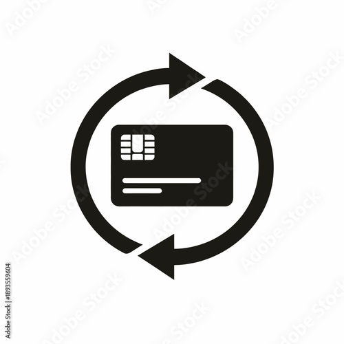 Credit card renewal or refresh icon representing payment cycle and transaction updates isolated on transparent background, isolated on white background, Vector