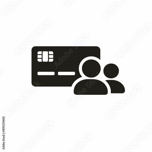 Credit card with two user profiles icon for joint accounts or shared payment methods isolated on transparent background, isolated on white background, Vector
