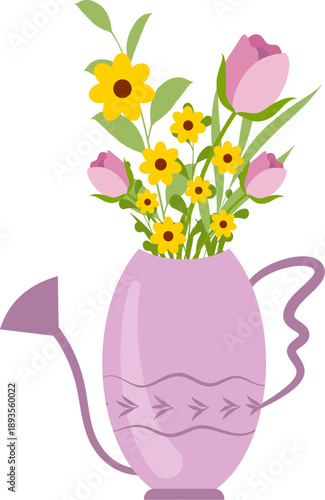 Cute Watering Can With Flowers