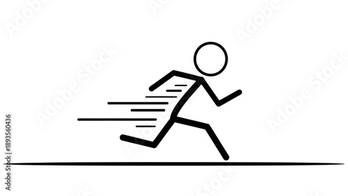 Simple stick figure running quickly with motion lines.