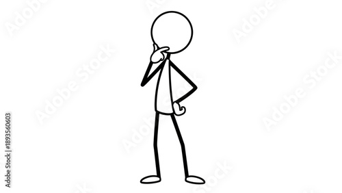 Simple stick figure man talking on mobile phone with hand on hip.
