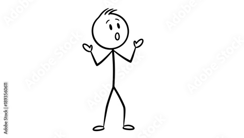 Simple stick figure with confused expression and hands raised in questioning gesture.