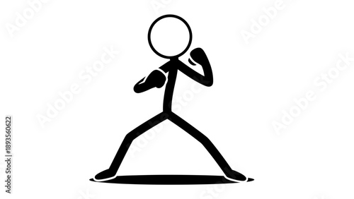 Simple black stick figure practicing boxing stance and technique.
