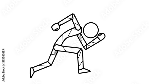 Simple line drawing of a person swinging a hammer or mallet.