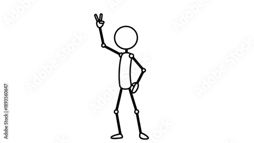 Simple stick figure illustration showing peace sign with hand gesture.