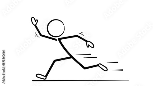 Simple stick figure running with heart symbol.