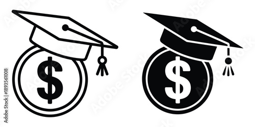 Scholarship Icon Illustration, Various Vector Styles Representing Education