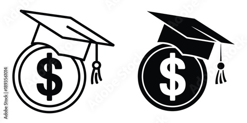 Scholarship Icon Illustration, Various Vector Styles Representing Education