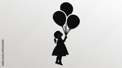 Silhouette of a little girl holding balloons vector illustration