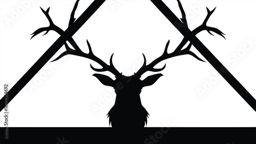 Deer head silhouette with antlers vector icon