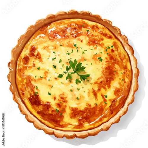 Quiche, rendered in a minimalist 2D flat vector icon style against a pure white backdrop