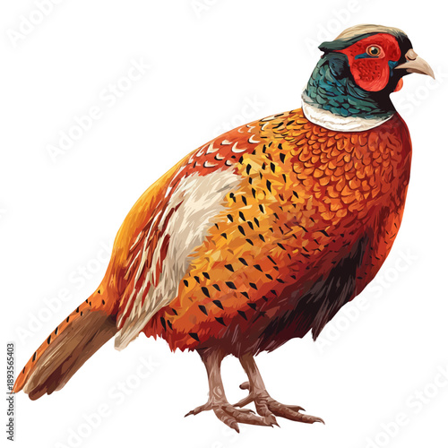 Flat-design 2D vector artwork of a Pheasant, styled as an icon and isolated against white background