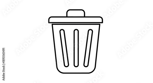 Line art icon of a trash can, symbolizing deletion, removal, or waste management