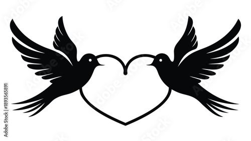 Vector illustration of two birds forming a heart
