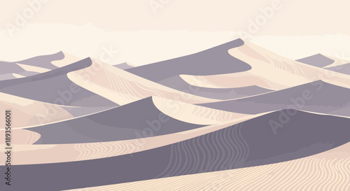 Serene Desert Sand Dunes with Soft Shadows During Sunrise or Sunset