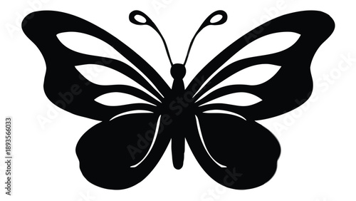 Black butterfly silhouette vector icon