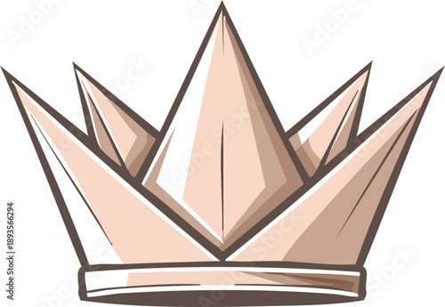 Origami crown icon, geometric folds, thin stroke vecto
