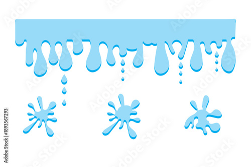 Set of black dripping liquid silhouettes, hand drawn ink drips and melting paint splashes