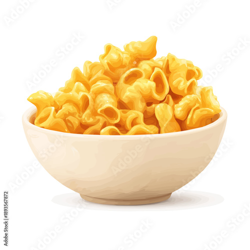Minimalist 2D vector icon representation of a Mac And Cheese, displayed on a pure white background