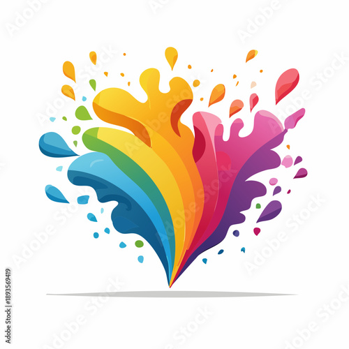 Vibrant colorful powder splash illustration inspired by Holi festival, depicting joyful celebration, abstract art, dynamic motion, flat design, creative expression