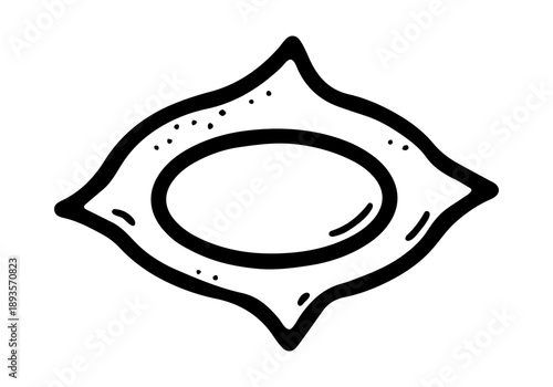 Doodle cozy soft shape frame. Hand drawn cadre isolated on white background. Outline cute home comfort element for winter decor, Christmas interiors and hygge holiday atmosphere. Vector illustration