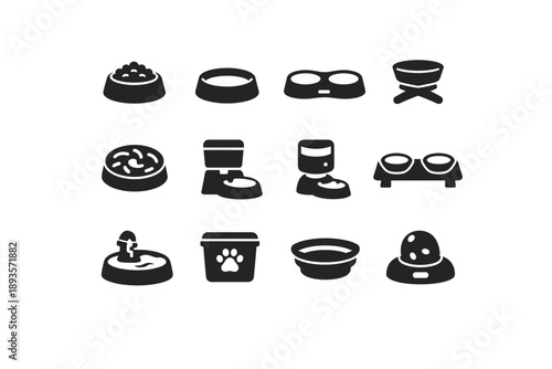 Collection of pet feeding and watering bowls, dispensers, and fountains
