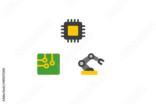 Recent advances in technology highlight the role of microchips, circuit boards, and robotic arms in modern industries and automation processes in diverse settings