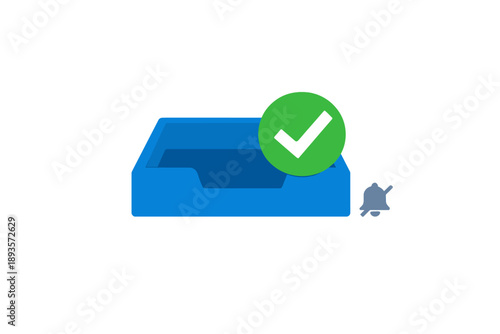 A notification box in blue with a green check mark, indicating a task is complete, displayed in a simple layout on a white background