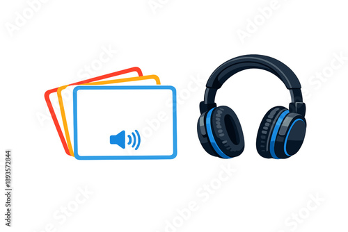 Learning tools combined with headphones for audio study sessions and educational activities during various times of the day