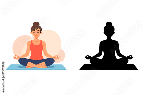 Yoga practice with a person sitting in a meditative pose on a blue mat in a bright space during daytime