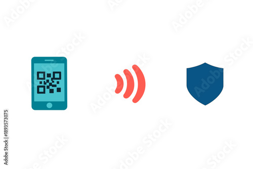 Digital technology shows a mobile device with a QR code, sound waves, and a security shield representing modern communication and safety methods