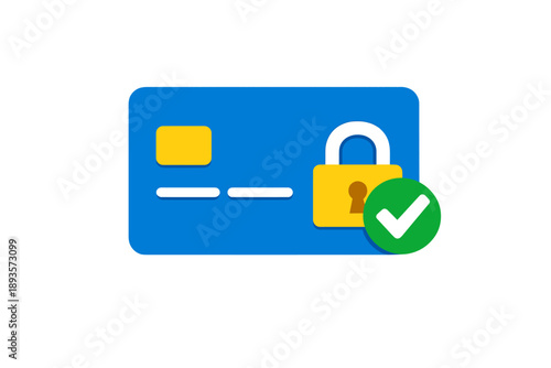 Secure payment method shown with credit card icon and lock symbol indicating safe online transactions for purchases and services