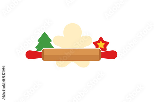 Baking cookies with a rolling pin and holiday shapes in a kitchen during the winter season