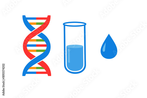 Understanding DNA, test tubes, and water drop in science and biology