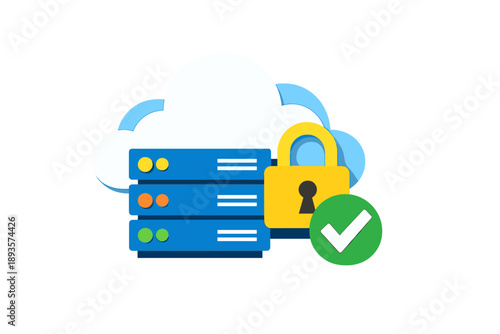 Cloud storage with secure servers and connectivity symbols showing importance of data protection and access management in technology solutions for businesses
